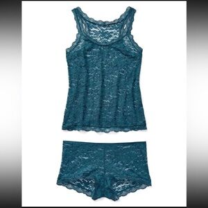 Blue lace tank and short set